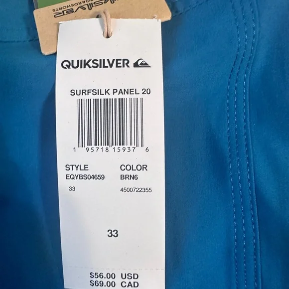 Quiksilver Highline SurfSilk Boardshorts Size 33 Blue Tropical 20” NWT - Picture 4 of 8